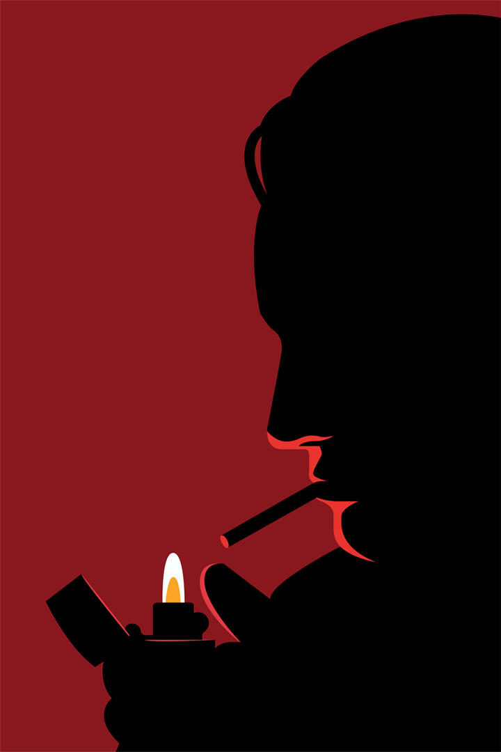 drawing in Illustrator who a man smokes.