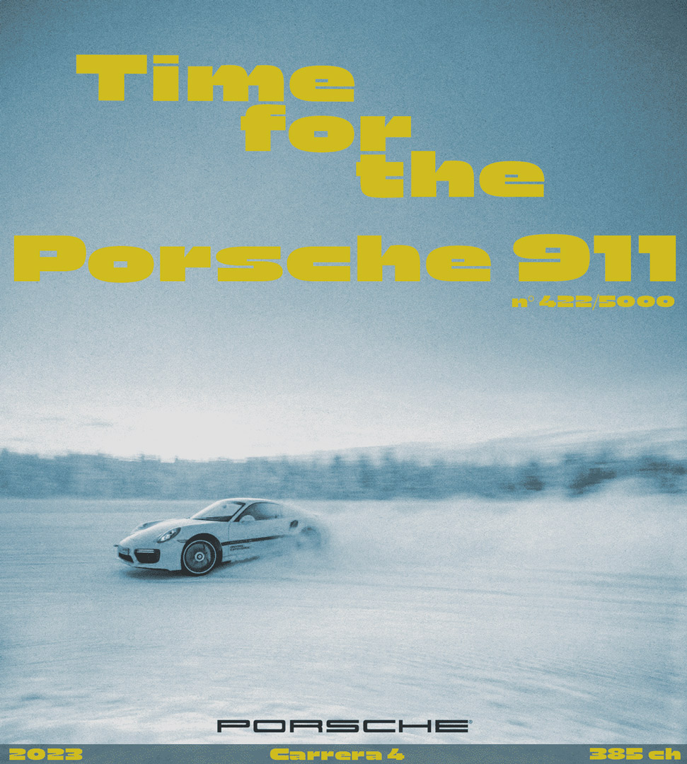 a poster designed in Photoshop of a 911 Porsche